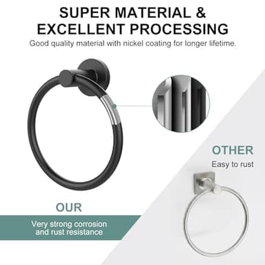 SetSail Towel Holder for Bathroom Wall Matte Black Towel Ring Stainless Steel Hand Towel Holder Heavy Duty Towel Hanger for Bath, Kitchen - Image 4