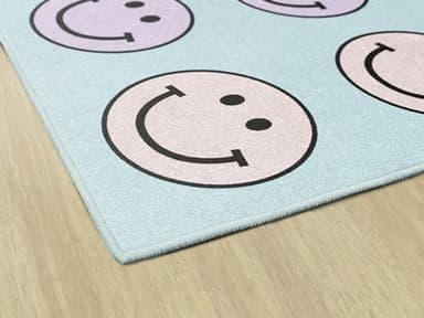 Flagship Carpets Schoolgirl Style Pastel Rainbow Smileys Criss-Cross Applesauce Educational Area Rug for Kids Room, Children's Classroom for Teaching and Playroom, 7'6" x 12', Multi, Seats 28 - Image 5