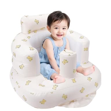 Momsnug Blow Up Seat for Baby, Inflatable Baby Chair 3 Months & Up, Chair for Babies Sitting Up with Built in Pump (Bear) - Image 1