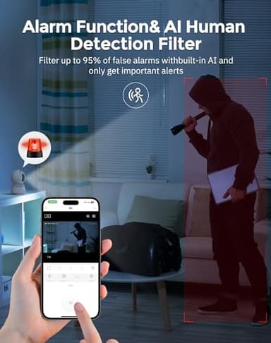 Hugolog 3K 5MP Indoor Pan/Tilt Security Camera with Auto-Focus(2pcs),Ideal for Baby Monitor/Pet Camera/Home Security,Starlight Color Night Vision,Human/Pet AI,Noise Reduction,US Cloud,Works with Alexa - Image 9