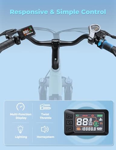 Jasion YC1 ST 26" Electric Bike, 750W Peak Motor, Step-Through Ebike for Adults, 360WH Removable Battery, Up to 40miles, Max 23MPH Urban Commuter E-Bike, 7 Speeds & Front Suspension - Image 7