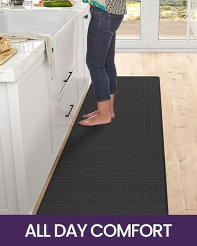 DEXI Kitchen Floor Mats Cushioned Anti Fatigue,17x79,Long Standing Runner Rug Waterproof, Comfort Memory Foam Padded for Front Sink Laundry, Black - Image 6