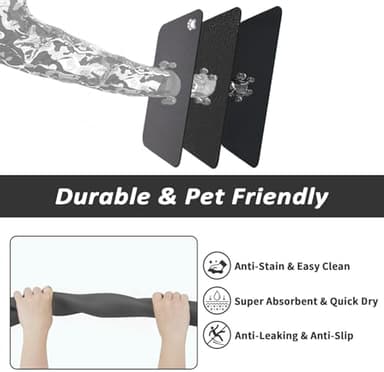 Dog Food Mat - Absorbent Cat Mat for Food and Water, No Stains Pet Feeding Bowl Mat, Easy to Clean Pet Placemats, Quick Dry Dog Water Dispenser Mat for Messy Drinkers | Paw Dark Grey 18"x 28" - Image 7