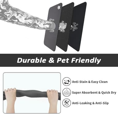 HotLive Pet Feeding Mat - Absorbent Dog Mat for Food and Water, No Stains Cat Bowl Mat, Easy to Clean Pet Placemats, Quick Dry Dog Water Dispenser Mat for Messy Drinkers | Paw Dark Grey 24"x 36" - Image 6