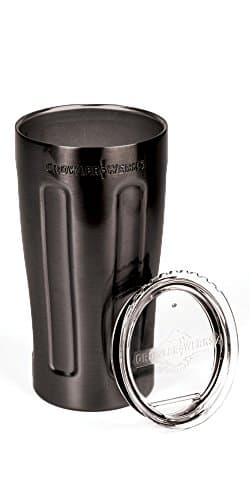 GrowlerWerks uPint Vacuum Insulated Pint For Craft Beer, Black Chrome - Image 1