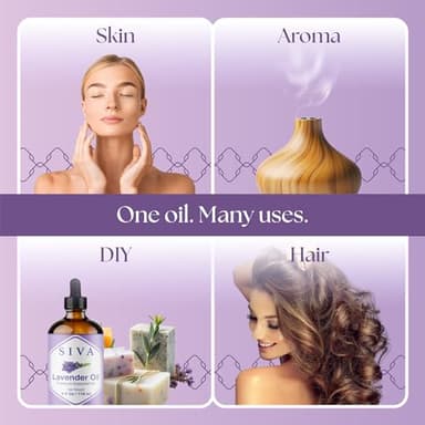 SIVA Lavender Essential Oil - 4 Fl Oz – Natural Lavender Oil - for Diffuser, Face, Skin Care, Aromatherapy, Hair Care, Scalp and Body Massage - with Dropper - Image 5