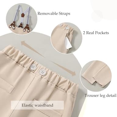 WESIDOM Toddler Dresses Suit Baby Boy Clothes Set Bowtie Shirts+Pants+Vest+Boutonniere Kids Gentleman Wedding Outfit(Apricot+2-3T) - Image 4
