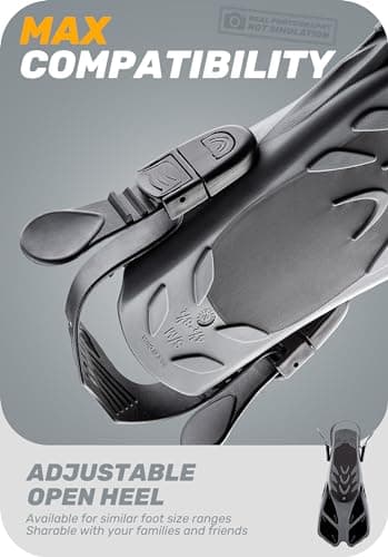 CAPAS Snorkel Fins, Swim Fins Travel Size Short Adjustable for Snorkeling Diving Adult Men Women Kids Open Heel Swimming Flippers - Image 4