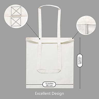 TOPDesign 192-Pack Economical 16"x15" Cotton Tote Bags, Lightweight Medium Reusable Grocery Shopping Cloth Bags, Suitable for DIY, Advertising, Promotion, Gift, Activity - Image 5