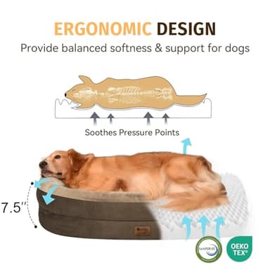 Orthopedic Waterproof Large Dog Bed: Memory Foam Washable Dog Bed with Bolsters - XL Removable Orthopedic Pet Cover for Medium Large Sized Pet - Non-Slip Bottom - Coffee - Image 3