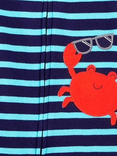 Simple Joys by Carter's Baby Boys' 3-Pack Snug Fit Footless Cotton Pajamas, Blue Sea Life/Navy Stripe/White Cars, 18 Months - Image 3