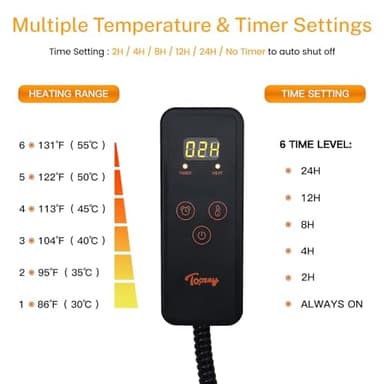 Toozey Small Pet Heating Pad, 6 Adjustable Temperature Dog Cat Heating Pad with Timer, Waterproof Heated Cat Bed with Chew Resistant Cord, Indoor Electric Pet Heated Mat 18x16in - Image 3