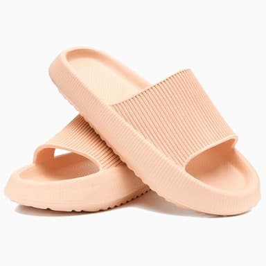rosyclo Pillow Slipers for and Man, EVA Flat Clouds Massage Shower Bedroom Non Slip Quick Drying Open Toe Super Soft Comfy Thick Sole Puffy Bath sliders Sandalias, Peach - Image 2