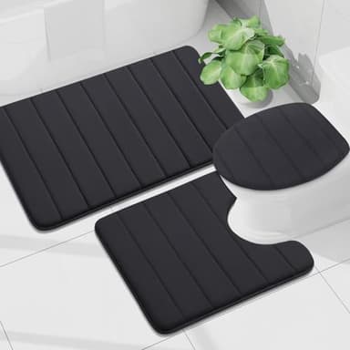 Buganda Memory Foam Bath Mat, 30" x 20", Ultra Soft and Non-Slip Bathroom Rugs, Water Absorbent and Machine Washable Bath Rug for Bathroom, Shower, and Tub, Black - Image 9