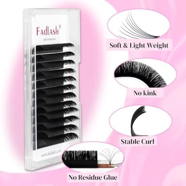 FADLASH Eyelash Extensions D Curl 0.07 15-20mm Mixed Tray Easy Fan Lash Extensions Volume Lashes 2D-10D Self Fanning Lash Extensions (0.07-D, 15-20mm Mix) - Image 3