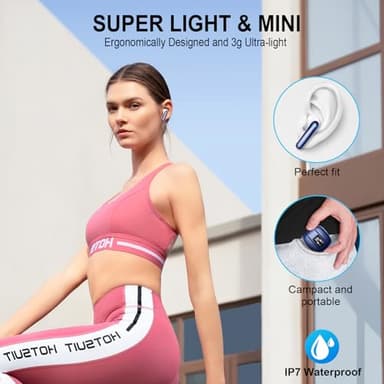 Wireless Earbuds, Bluetooth 5.4 Headphones, 48H, Stereo Ear Buds, LED Display Earphones with Mic, IP7 Waterproof In EarBud, Comfort Fit, Bluetooth Earbuds for Phone Android iOS, Sport, Walk, Blue - Image 7