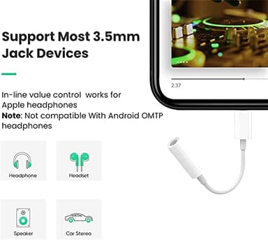 Seulliya [Apple MFi Certified 2 Pack Lightning to 3.5 mm Headphone Jack Adapter, iPhone Aux Adapter Converter Dongle Audio Cable Compatible with iPhone 14 13 12 11 X XS 8 7 - Image 2