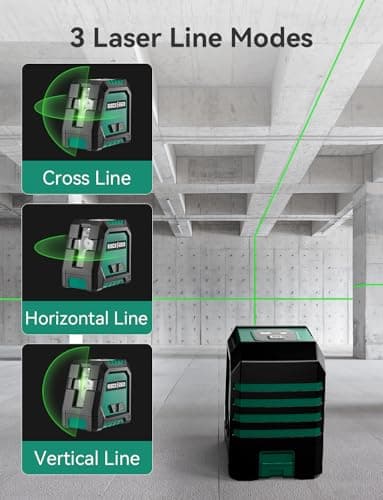 RockSeed Dual Modules Line Laser, Self Leveling Laser Level, Horizontal and 150° Vertical Green Beam, 2 AA Batteries, Carrying Bag, for Home Decoration/DIY/Construction Site - Image 4