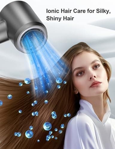 MLCLL Professional Ionic Hair Dryer, 1800W High Speed Blow Dryer for Home Salon, Real 200 Million Negative Ions, 120,000 RPM Brushless Motor for All Hair Types-1 (Silver) - Image 5