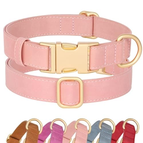 Didog Soft PU Leather Dog Collar, Cute Dog Collars for Small Dogs, Pink Dog Collar for Girl Dogs, Classic and Adjustable Small Dog Collar with Quick Release Metal Buckle, Pink,S - Image 1
