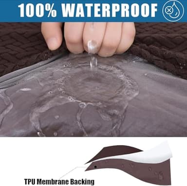 Smiry Waterproof Couch Cushion Covers, Stretch Jacquard Thick Sofa Cushion Covers, Washable Seat Slipcover Elastic Furniture Protector for Pets, Kid (Medium, Chocolate) - Image 2