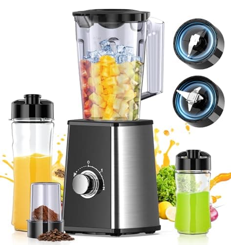 Smoothie Blender, Personal Blenders for Smoothies and Shakes, Smoothies Maker and Coffee Grinder with 2 To-Go Cups, Countertop Blender for Kitchen, BPA Free - Image 1