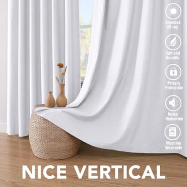 H.VERSAILTEX Linen Blackout Curtains 72 Inches Long 100% Blackout Thermal Insulated Textured Linen Look Curtain Draperies Anti-Rust Grommet, Energy Saving with White Liner, 2 Panels, Bright White - Image 5