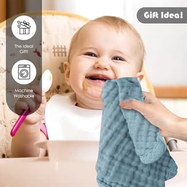 Ease Cubs 12 Pack Muslin Washcloths for Baby - 100% Cotton Baby Wash Cloths for or Baby Face Body Comfy and Soft for Newborn Infants Kids Girls and Boys - 12"x12" - Slate, Grey and Navy Series - Image 5