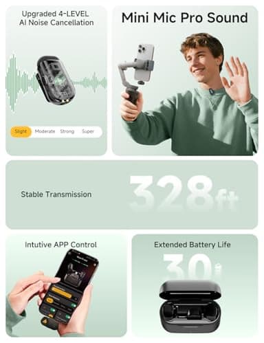 MAONO Wave T1 Mini Wireless Lavalier Microphone for iPhone 16 15 Android Tablet PC with USB-C Plug, Noise Cancellation, AI Voice Filter, 30H Used with Charging Case for Video Recording TikTok YouTube - Image 2