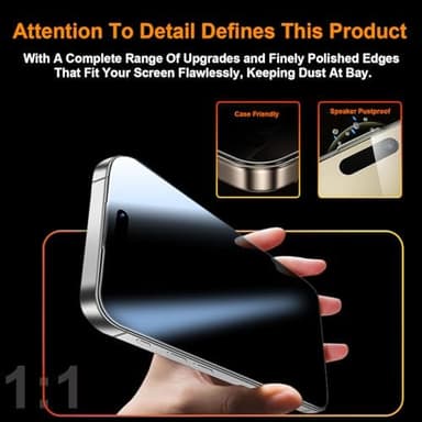 OneFish 2 Pack Privacy Screen Protector for iPhone 16e/13/13 Pro/14-4-Way 360° Anti-Spy Tempered Glass, 9H Hardness, 3D Curved Edges, Case-Friendly & Easy Installation - Image 4