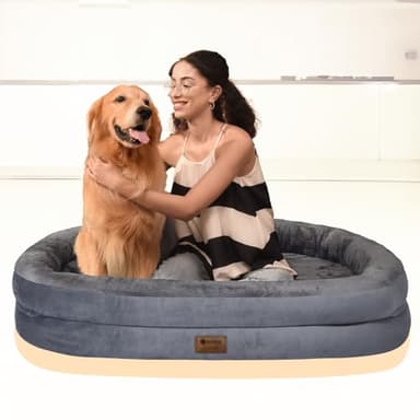 Orthopedic Waterproof Large Dog Bed: Memory Foam Washable Dog Bed with Bolsters - Removable Orthopedic Cover for Medium L XL Large Sized Pet - Non-Slip - Image 7