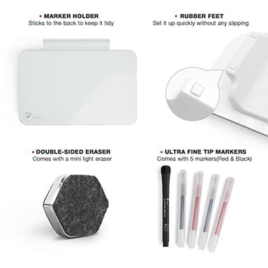 TOWON Small Glass Dry Erase Board, Desk White Board with Standing, Mini Whiteboard Easel Pad Set, Stenography Artifact for Office, Home and School Supplies, 8x6 Inches, White - Image 4