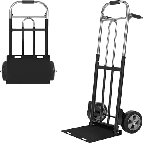 IRONPOW Folding Hand Truck Dolly - 600 LB Capacity, Heavy-Duty Wheels and Compact Design for Moving Heavy Loads in Warehouses, Offices, Homes, and Shopping - Image 1