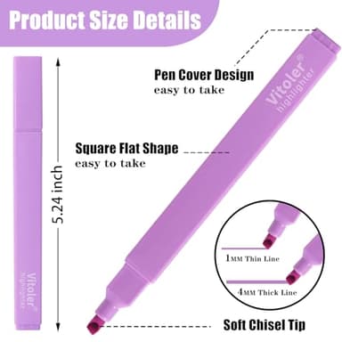 Vitoler Aesthetic Highlighters,10 Pcs Chisel Tip,Dry Fast Easy to Hold,Highlighter Set of Cute Office Desk Accessories, School Supplies - Image 5
