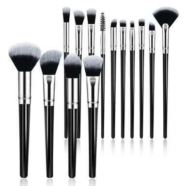 Makeup Brush Set, Premium Synthetic 14 Pcs Makeup Brushes, Travel Makeup Brush Set for Foundation, Concealer, Blush and Eyeshadow Brush(Black) - Image 1
