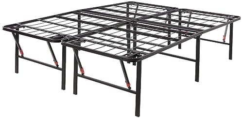 Amazon Basics Bed Frame with Storage, Foldable Metal Platform, Sturdy Steel, No Box Spring Needed, 18 Inches High, Tool-Free Setup, Queen Size, Black - Image 1