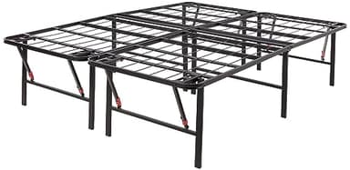Amazon Basics Bed Frame with Storage, Foldable Metal Platform, Sturdy Steel, No Box Spring Needed, 18 Inches High, Tool-Free Setup, Queen Size, Black - Image 1
