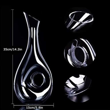 USBOQO HBS 1.2 Liters Lead-Free Premium Crystal Glass Red Wine Decanter, Clear - Image 2