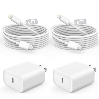 Fast Charger iPhone,iPhone Charger Fast Charging 2Pack USB C Wall Charger Block Fast i Phone Chargers 6FT Type-C USB C to Lightning Cable Cord for iPhone14/14Plus/13/12/11 Pro Max,Mini,8,iPad/AirPods - Image 1