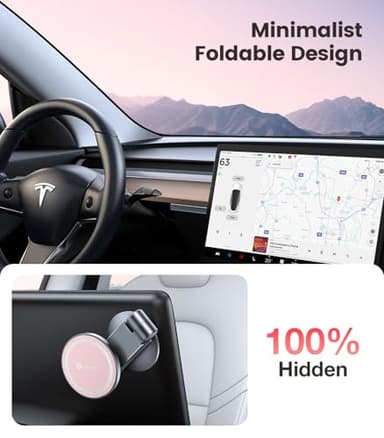VICSEED Tesla Phone Mount【Strongest Magnet Power】Foldable Hidden Tesla Phone Holder Fit for All Phone, Tesla Model 3 Model Y for MagSafe Car Mount, Tesla Model 3 Accessories, Tesla Model Y Accessories - Image 2