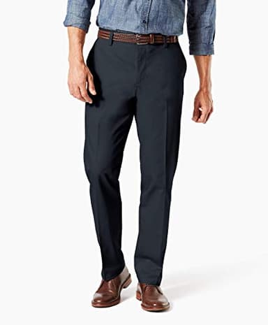 Dockers Men's Straight Fit Signature Lux Cotton Stretch Khaki Pant-Creased, Charcoal Heather, 36W x 29L - Image 2