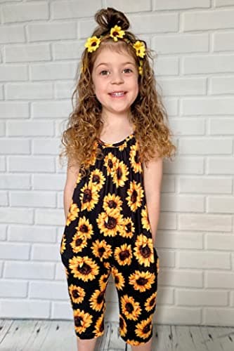 RAISEVERN 2T 3T Romper Baby Girls Slouch Jumpsuit Toddler Infant Strap Backless Sunflower Jumper One Piece Harem Outfits Kid Overalls - Image 2