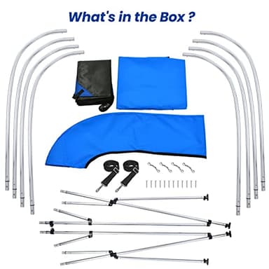 KAKIT 3 4 Bow Bimini Tops with Mesh Sidewalls Support Poles for Boats Marine Grade Canvas Top Includes 2 Straps Storage Boot 1 Inch Aluminum Frame - Image 7