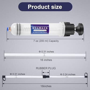 Noawack Fluid Extractor Pump, Manual Oil Extractor for Cars, ATVs & Lawn Mowers - Oil Transfer Pump with Flexible Hoses, Brake/Transmission Fluid Extractor, Oil Change Tools 7 oz (200 ml) - Image 2