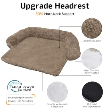 Calming Dog Bed Fluffy Plush Dog Mat for Furniture Protector with Removable Washable Cover for Large Medium Small Dogs and Cats (Medium(41x37x6), Camel) - Image 2