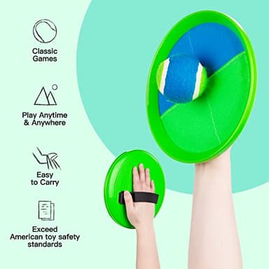 EVERICH Upgraded Toss and Catch Ball Game Set - Indoor and Outdoor Games for Kids 3-12, Beach Sand Pool Water Toy Includes 4 Paddles 4 Sticky Balls, Great Birthday Easter Gifts for Boys Girls - Image 4