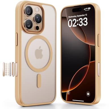 JUESHITUO for iPhone 16 Pro Max Case with Camera Control Button, with 2X Screen Protector [Compatible with MagSafe] [Not-Yellowing] Slim Clear Protective Magnetic Phone Case 2024 (6.9''), Desert - Image 1