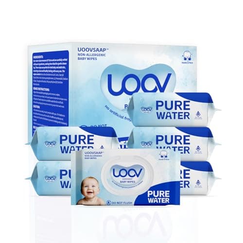 Hypoallergenic Baby Wipes, Pure Water Natural Wipes for Sensitive Skin, Unscented Baby Wipes for Face Hands & Bottom, 384 Count (6 Packs of 64) - Image 1