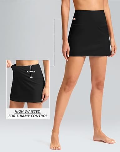 SANTINY Women's High Waisted Swim Skirt with Pocket Tummy Control Tankini Swimsuit Bathing Suit Bottoms for Women (Black_M) - Image 3