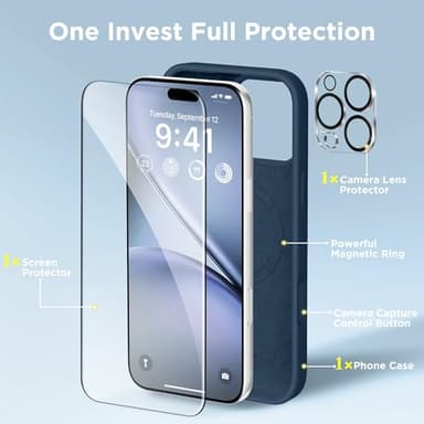 GolbinBox Magnetic for iPhone 16 Pro Max Case, Compatible with MagSafe, Screen Protector + Camera Lens Protector, Liquid Silicone Shockproof Protective Phone Case for iPhone 16 Pro Max, Dark Blue - Image 8